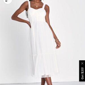 *NWT* Feeling Gorgeous White Swiss Dot Tulle Bustier Midi Dress